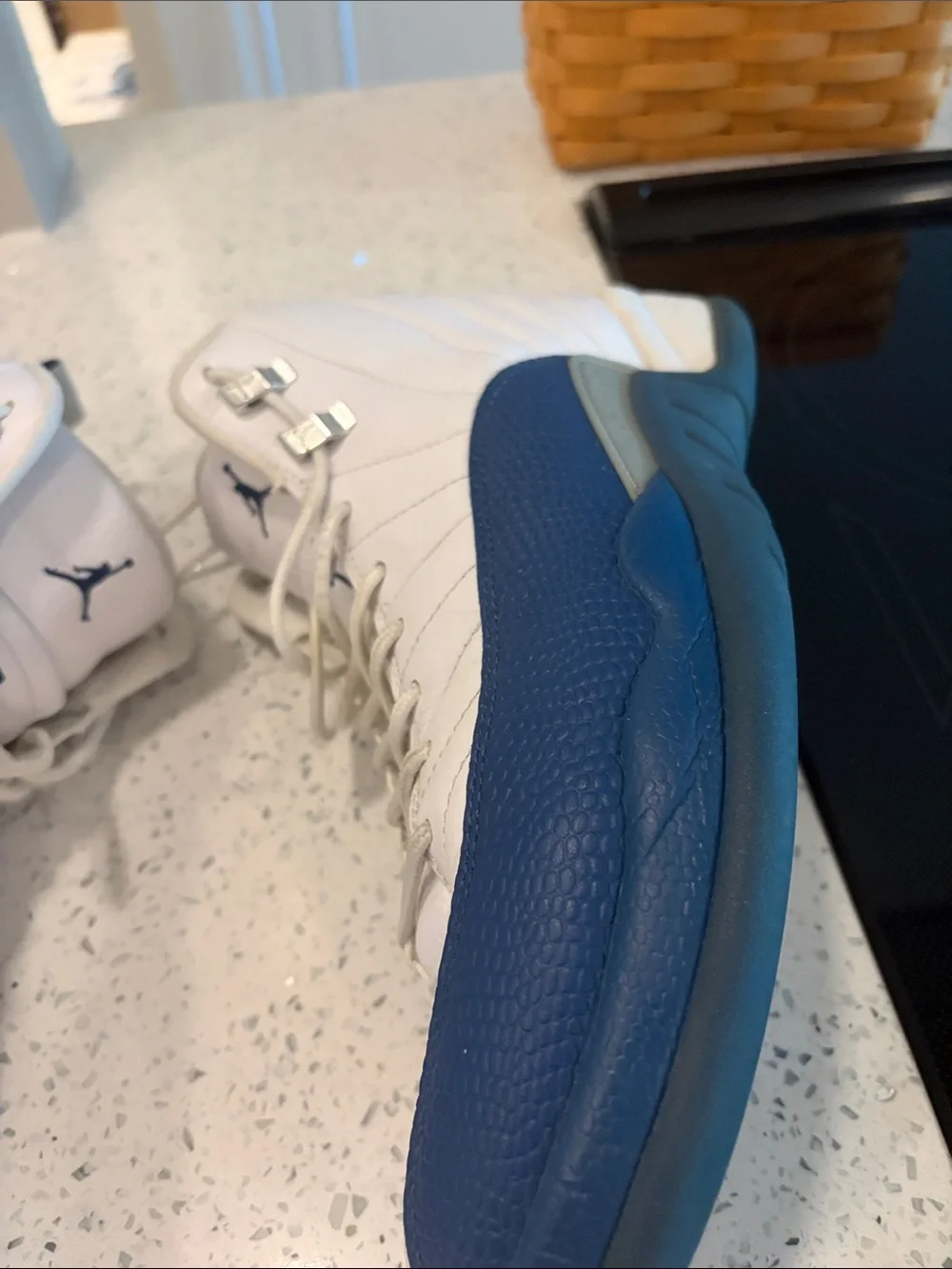 Jordan Men’s White & Navy Basketball Sneakers